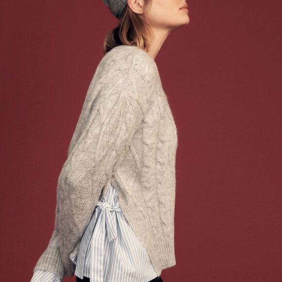 Anthropologie Sweaters - Anthropologie Cable Knit Tie Sweater NWOT Size Large